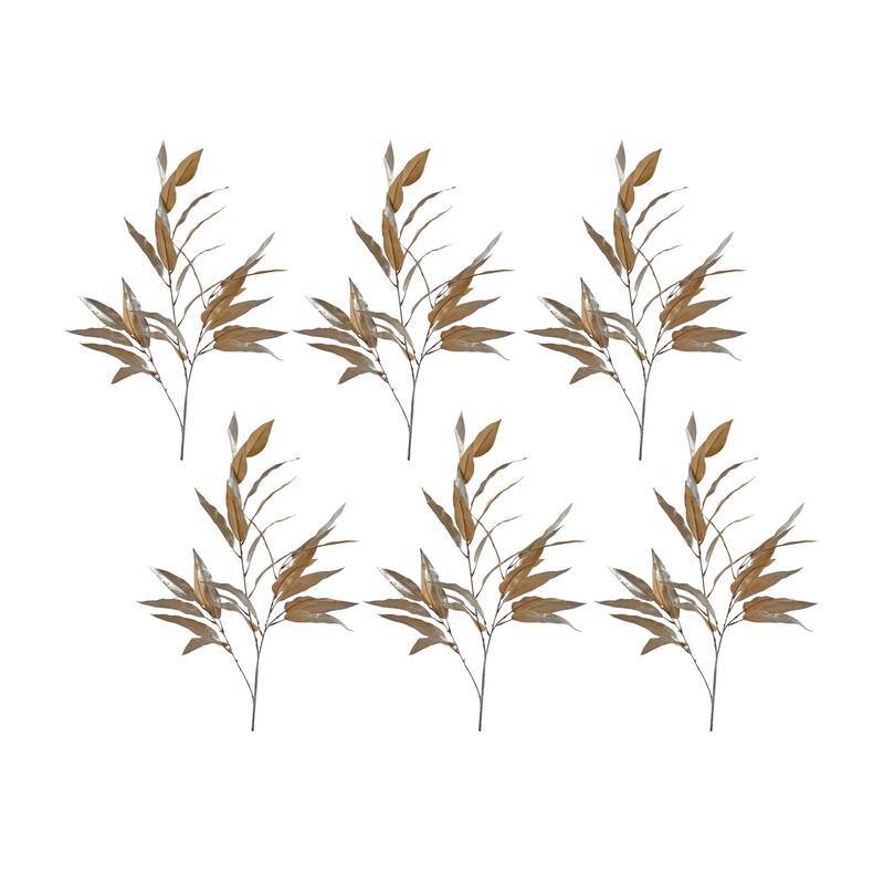Gold Long Blade Eucalyptus Leaf Spray (Set of 6) - N/A