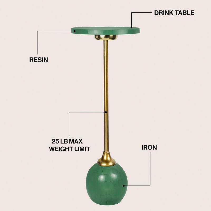 Blanche 26" Metal/Resin Mosaic Pedestal Drink Table, by JONATHAN Y