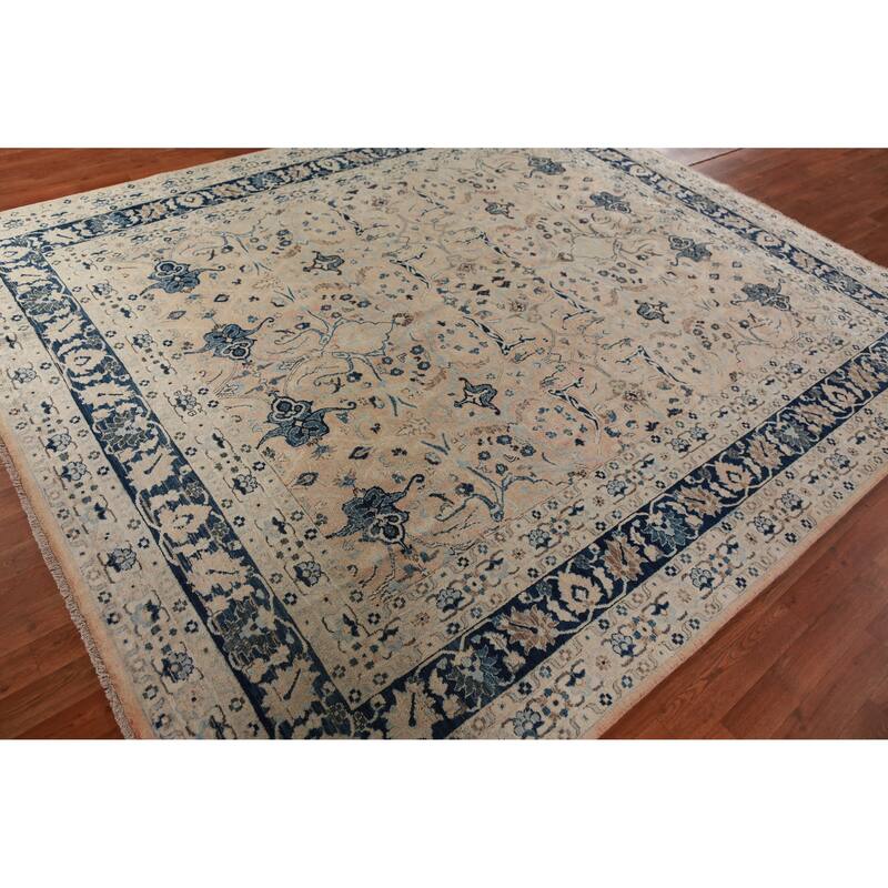 Hand Knotted Oriental 100% Wool Carpet Traditional All-Over Coral Ziegler Area Rug - 9' 7'' X 8' 2''