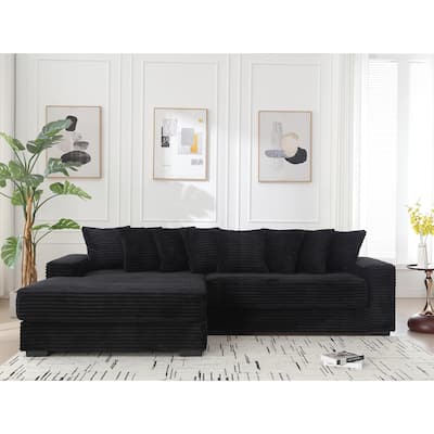Oversized Two-Piece Couches, L Shaped Sofa, Corduroy, Right Chaise Daybed,with Armrests,Eight Throw Pillows,Corner Sofa
