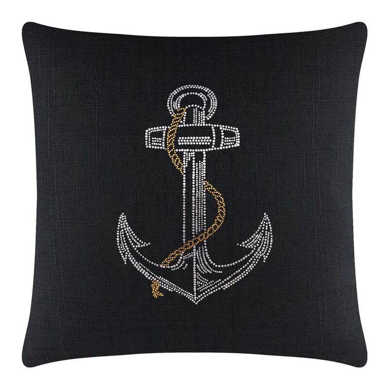 Sparkles Home Rhinestone Anchor Pillow - 20x20 - Ebony