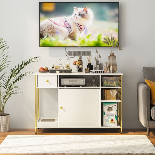 Cat Litter Box Enclosure with Storage Bathroom TV Stand 42.5