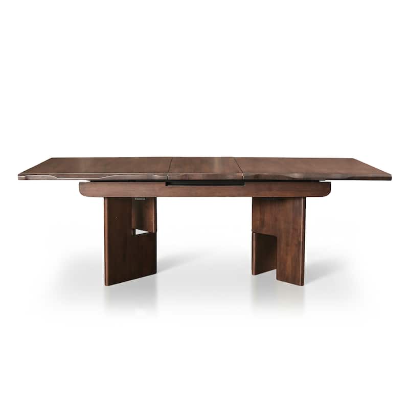 Furniture of America Abigail XIV Mid-Century Modern 5-Piece Walnut Solid Wood Extendable Dining Set with Arm Chairs