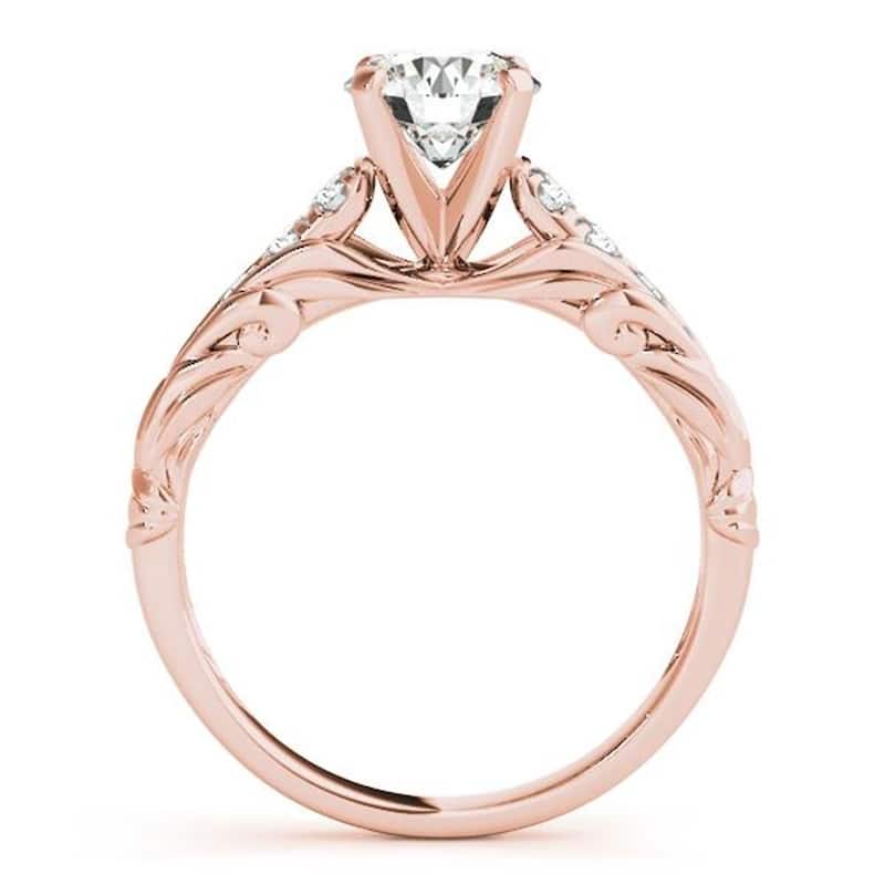 Auriya 14k Gold 2ct Round Moissanite and Diamond Engagement Ring 1/6ct TDW