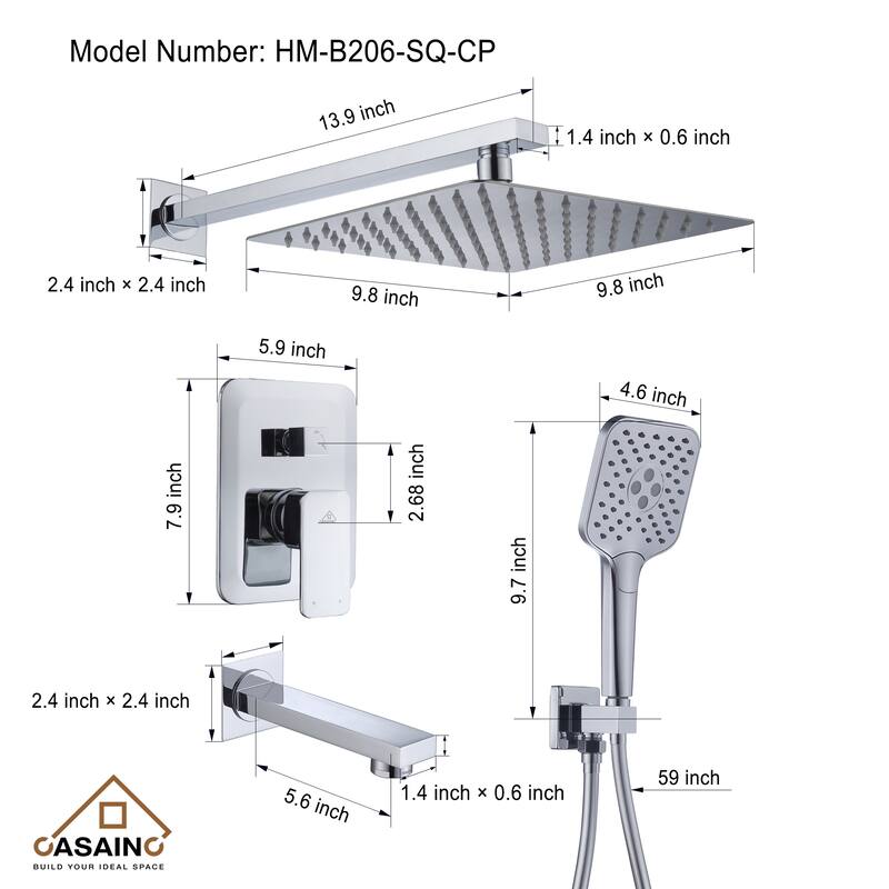 Wall-mounted rain shower faucet with pressure balanced valve