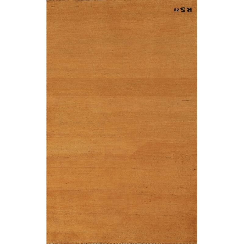 Yellow & Rust Gabbeh Oriental Rug Hand-Knotted Wool Carpet - 2'11" x 5'1"