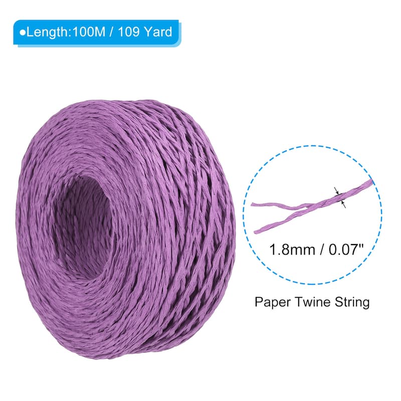 Raffia Ribbon, 109 Yard Paper Twine String for Festival Gifts Wrapping - Purple
