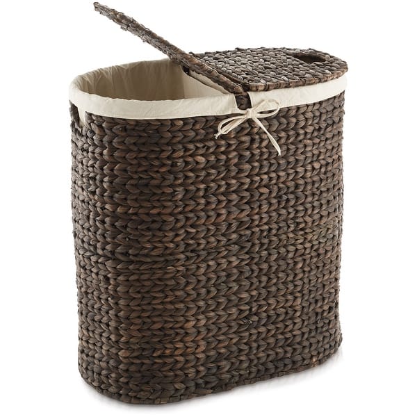 2 Section Oval Laundry Hamper Basket - Espresso