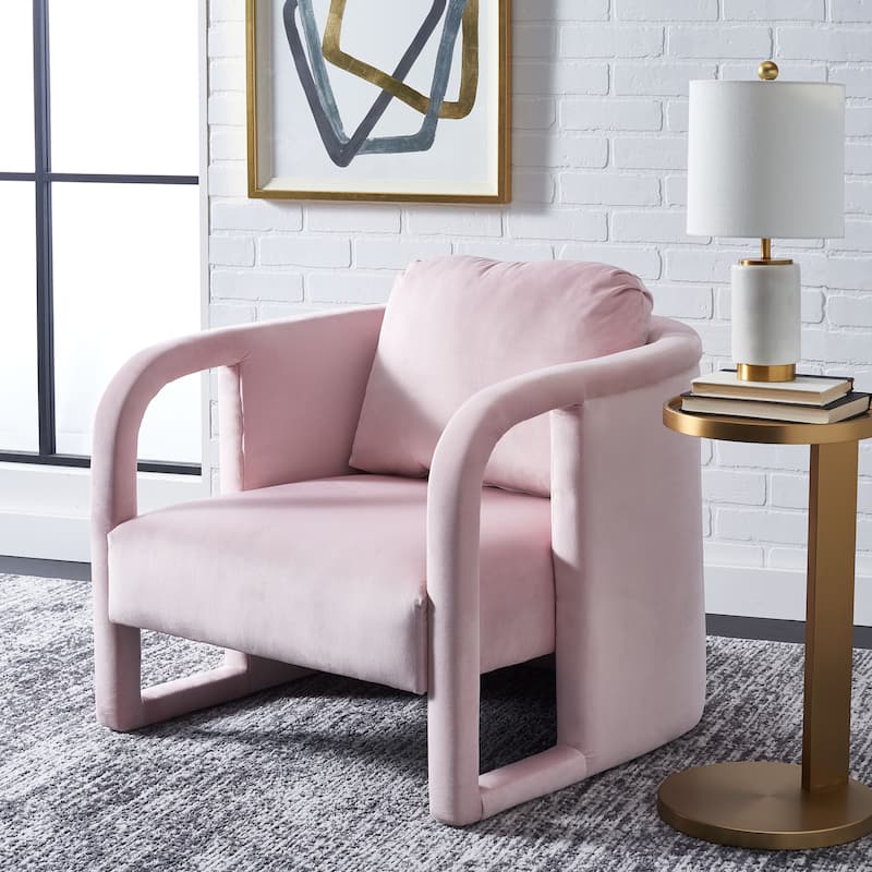 SAFAVIEH Leonie Accent Chair - 29" W x 31" D x 25" H - 29"W x 31"D x 25"H - Light Pink