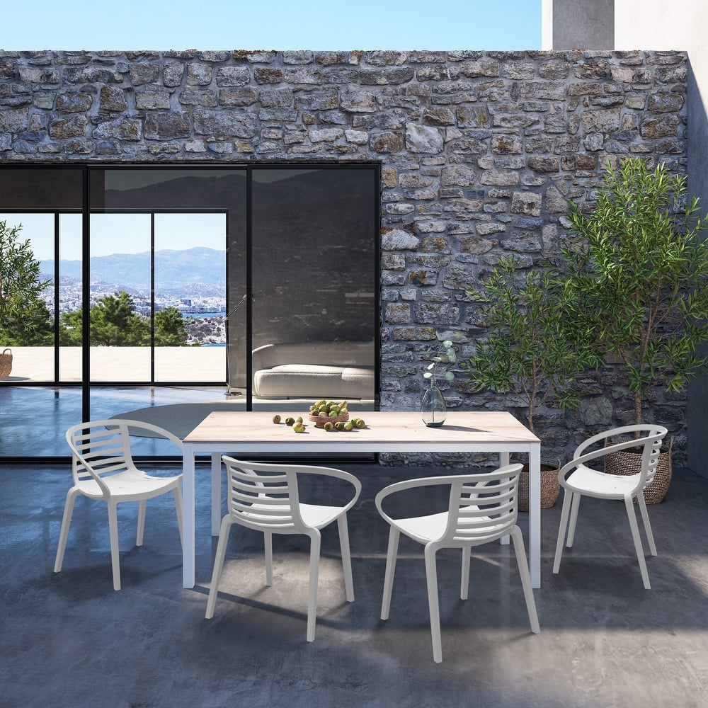 WRGHOME Modern Stacking Patio Dining Armchairs Indoor/Outdoor (Set of 2) - 30.31'' H X 25.19'' W X 22.04'' D