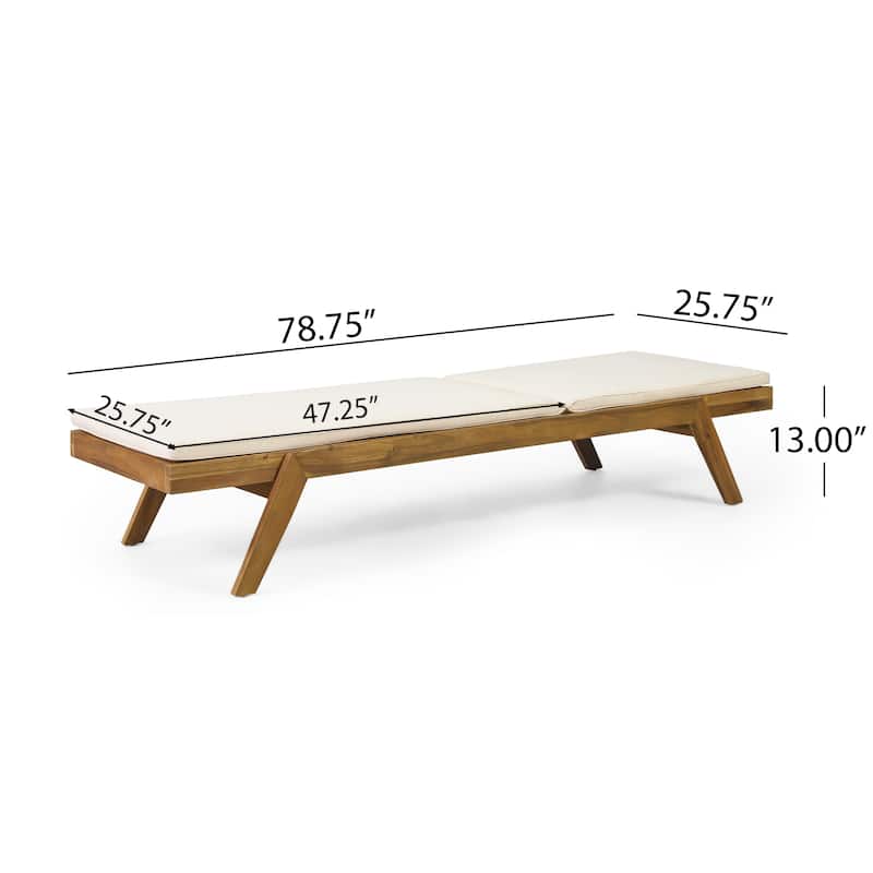 Caily Outdoor Acacia Wood Outdoor Chaise Lounge with Cushions by Christopher Knight Home