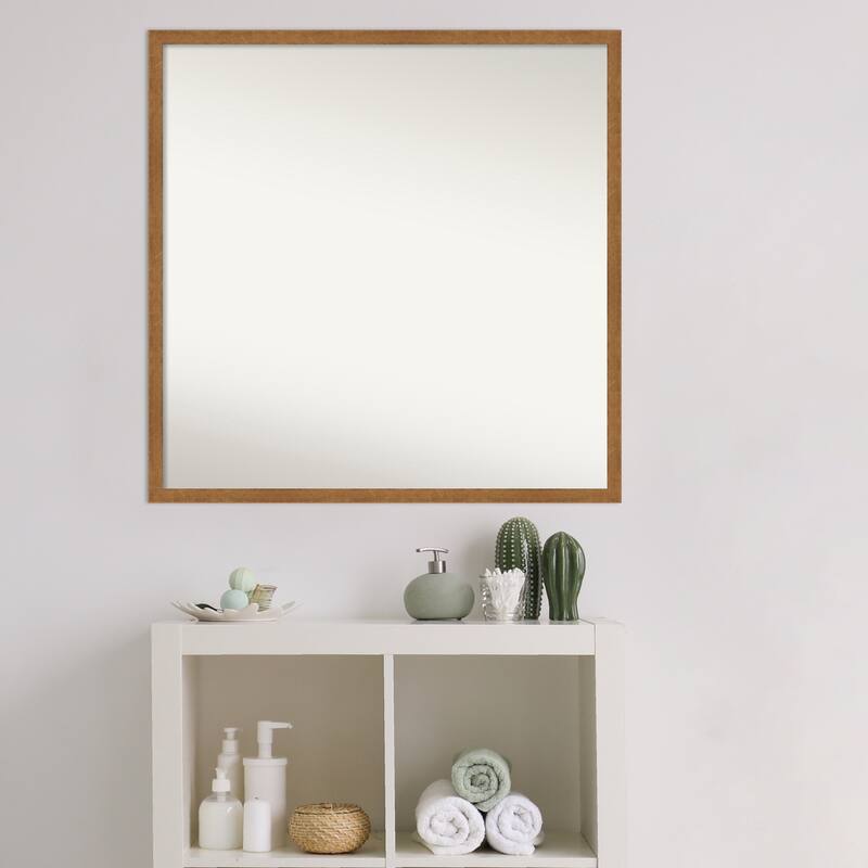 Non-Beveled Wood Bathroom Wall Mirror - Carlisle Blonde Narrow Frame