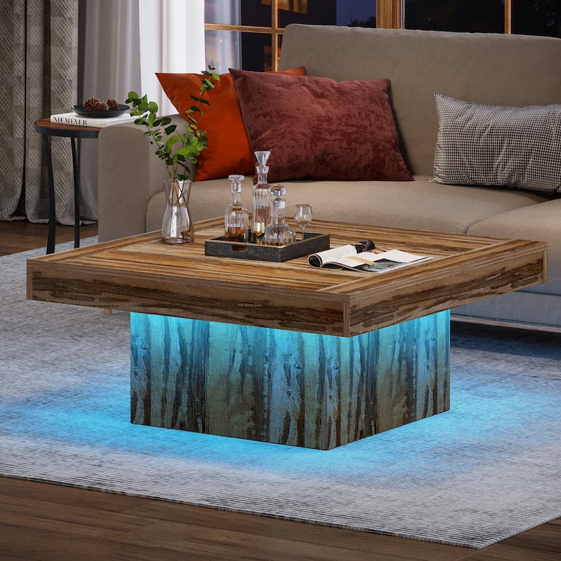 35.43'' Square LED Coffee Center Table for Living Room