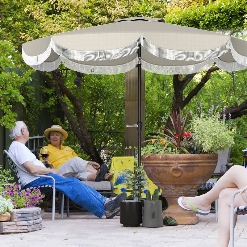 8.8 ft Patio Umbrella UPF 30+ Shade with Easy Crank Operation for Table or Standalone Use - 8.8'Dia x 7.8' H