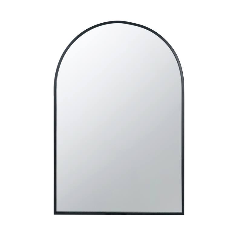 24" x 36" Black Arched Mirror with Metal Frame