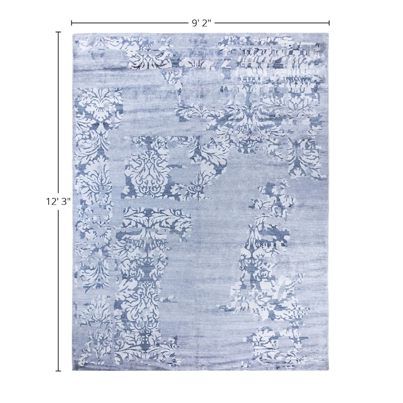 Modern One-of-a-Kind Hand-Knotted Area Rug, Blue - 9' 2" x 12' 3"