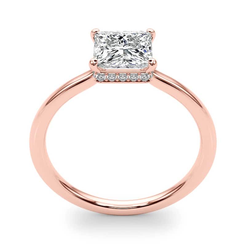 Auriya 14k Rose Gold Lab Grown Princess Diamond Halo Engagement Ring 0.50 to 5.00 ct. tw. (F-G VS)