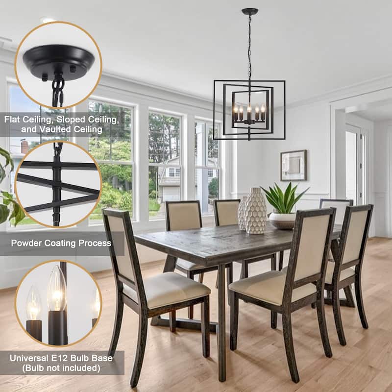 21.65inch 5 Lights Modern Chandelier with Metal Frame 360 Degree Adjustable for Different Rooms
