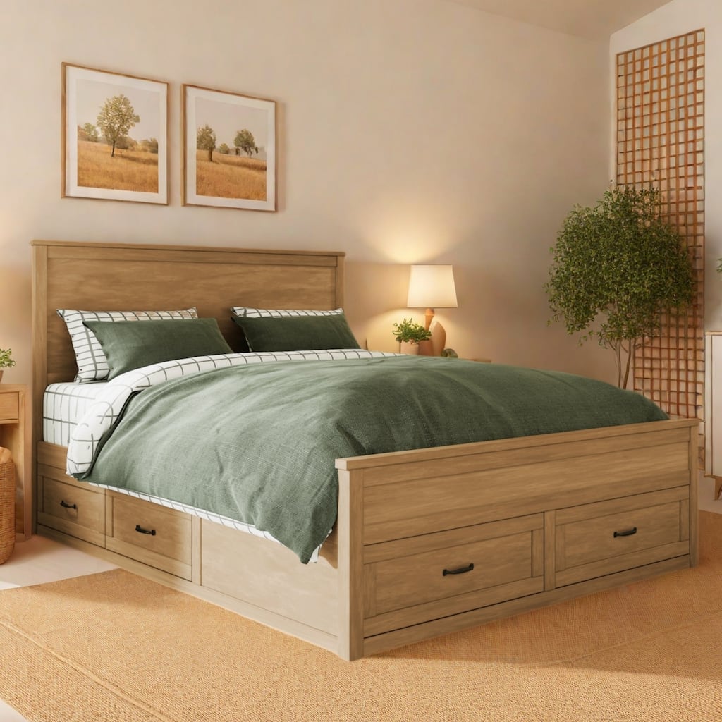 Modern Queen Storage Bed Frame with 6 Drawers by Harper&Bright Designs
