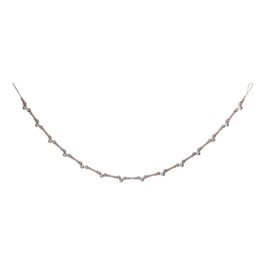 Transpac Wood 55.12 in. Multicolor Christmas Beaded Rustic Bell Garland