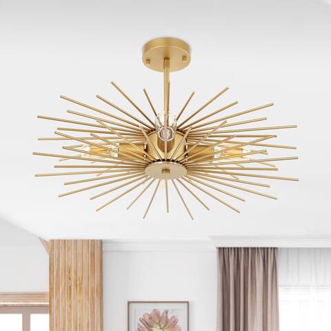 GetLedel 23-inch Modern 4-Light Sputnik Semi Flush Mount
