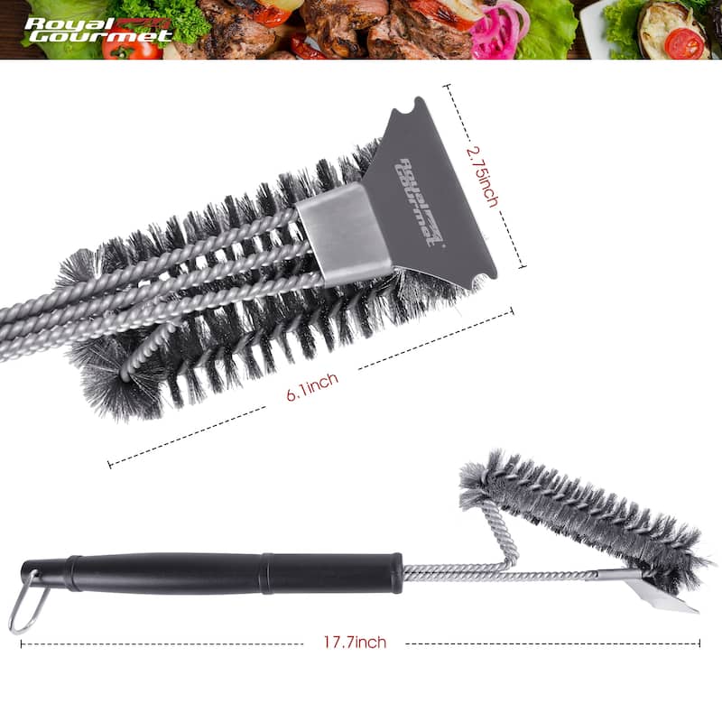 Royal Gourmet TB1707 17In Grill Cleaning Brush and Scraper - Black