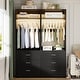 preview thumbnail 63 of 76, Kyrvo Freestanding Closet System with 3 Wooden Drawers ＆ Hanging Rod ＆ Storage Shelf, Modular Walk-in Closet Organizer Wardrobe Set of 2 - Black
