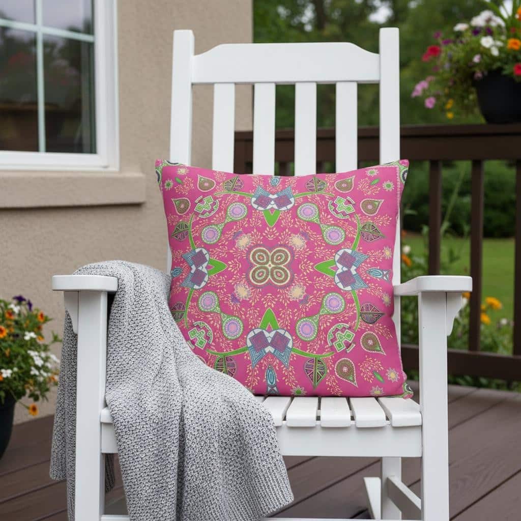 HomeRoots 18" x 18" Hot Pink Blown Seam Paisley Indoor Outdoor Throw Pillow - 18.00' X '5.00' X '18.00