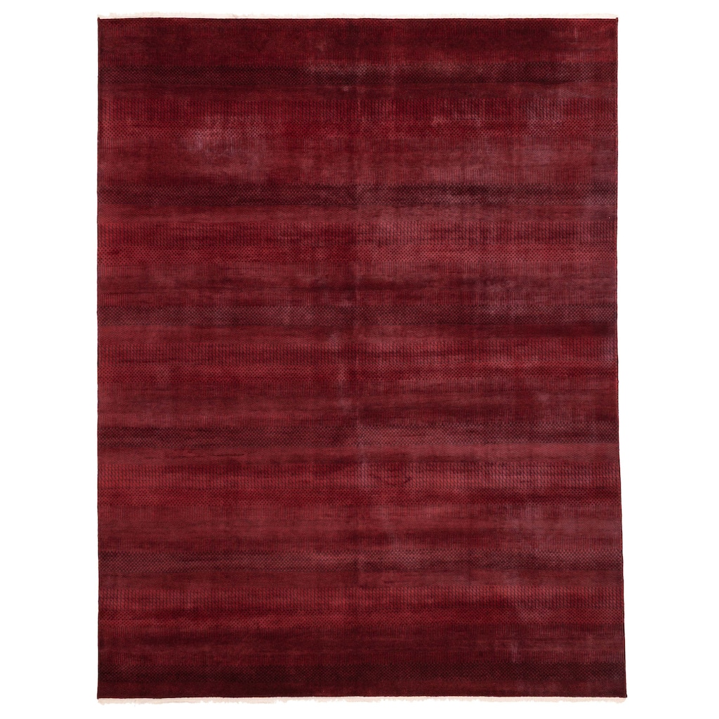 ECARPETGALLERY Hand-knotted Finest Silk Shadow Dark Red Wool Rug - 8'0 x 10'2
