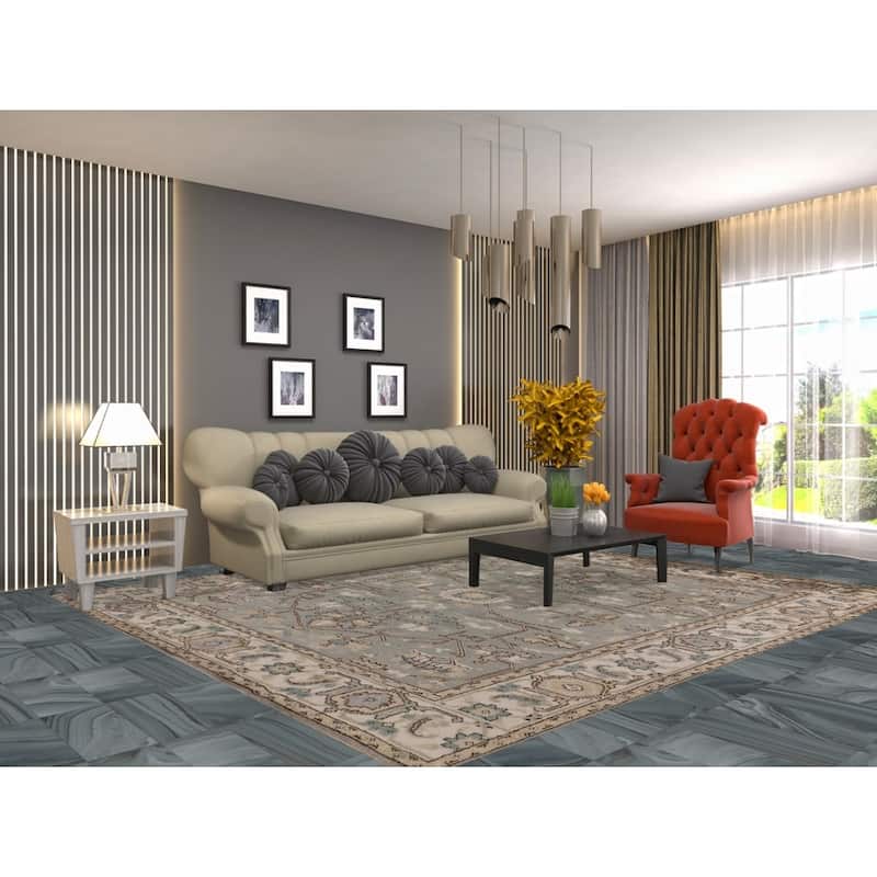 Gray Oushak Oriental Area Rug Handmade Wool Carpet - 8'4" x 9'8"
