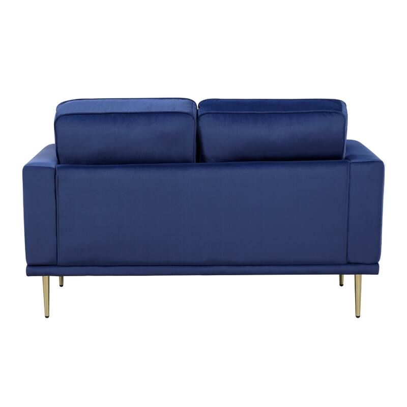 Voxo Loveseat with 2 Accent Pillows, Blue Velvet Padded Seat, 58 Inch