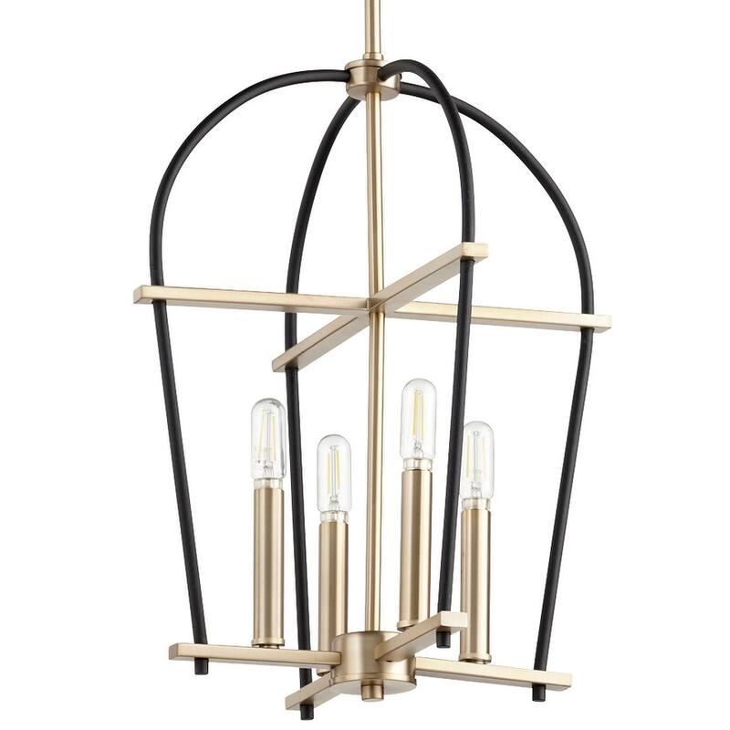 Quorum International Espy 4 Light 14" Wide Chandelier - Noir / Aged Brass