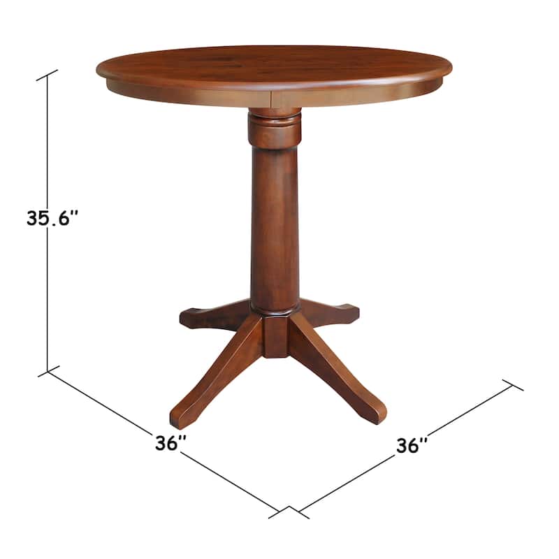 International Concepts Solid Wood 36" Round Pedestal Dining Table