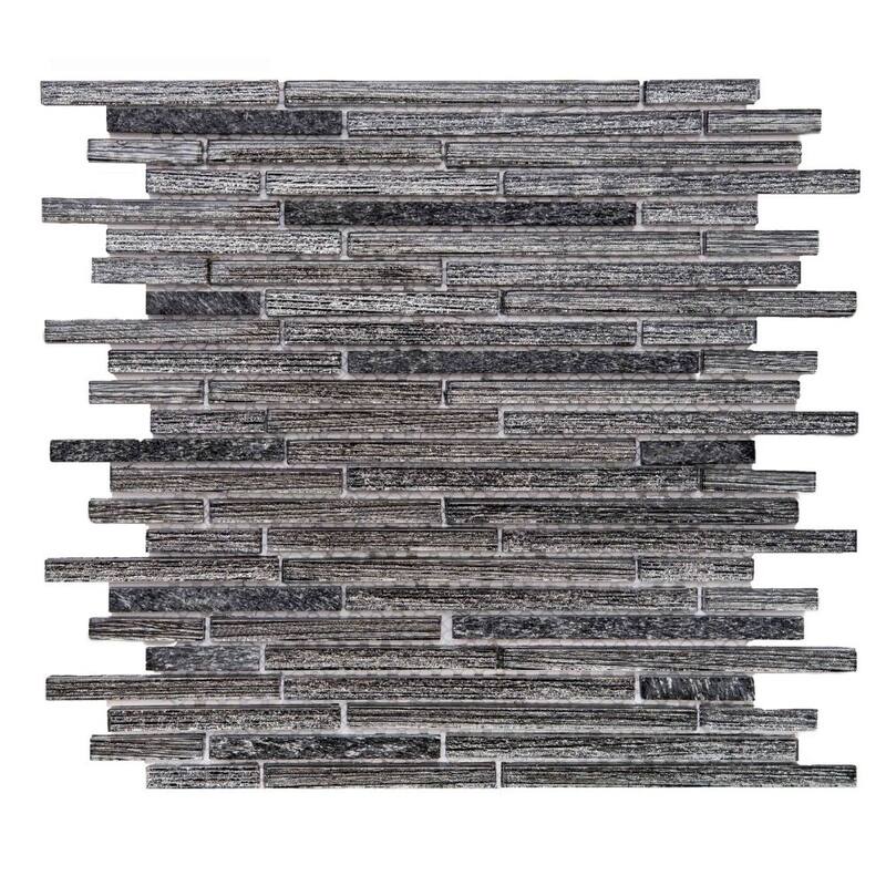 The Tile Life Cosmos Sleek 1x3 Black Polished Glass Mosaic Wall & Backsplash Tile