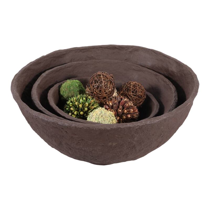 Pottery Paper Mache Bowls Handcrafted Unique Texture (Set of 3)