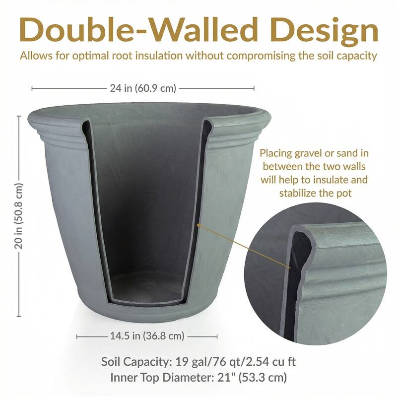 Sunnydaze Anjelica Polyresin Large Round Outdoor Planter