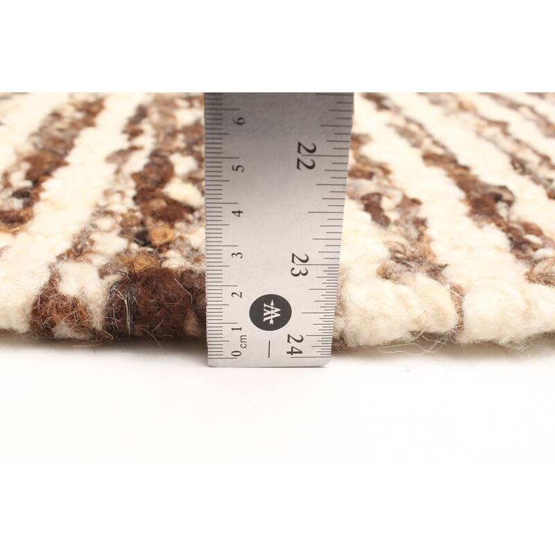 ECARPETGALLERY Braid weave Sienna Brown Wool Rug - 5'6 x 7'5