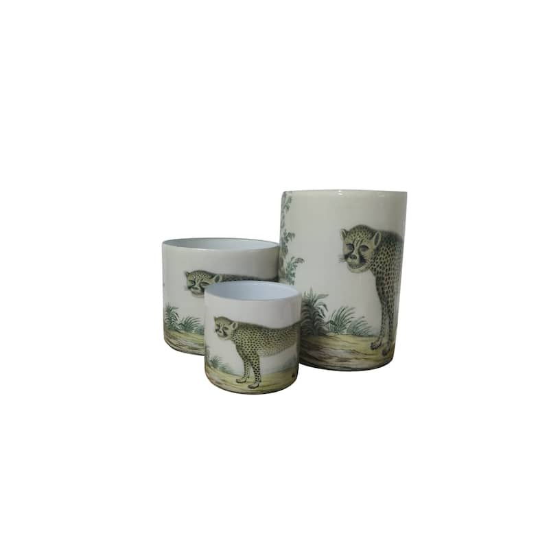 Small Leopard Glass Votive Candle Holder - 3"