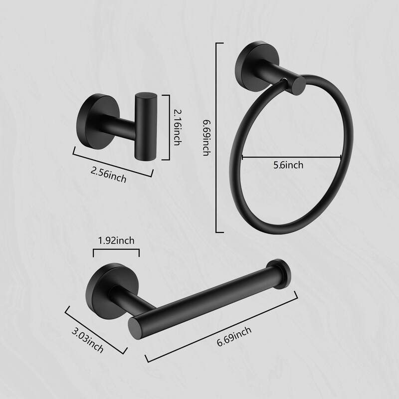3-Piece Bathroom Hardware Set Bathroom Hardware Accessories Sets SUS304 Stainless Steel Bath Shower Set - N/A