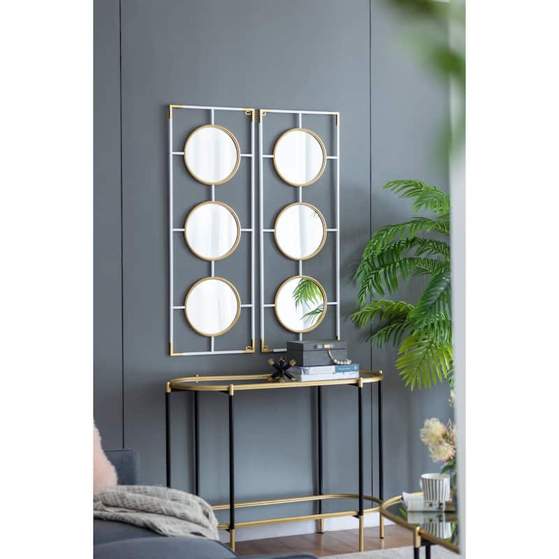 15.5x43.5" Gold And White Frame With Mirror - Gold+White