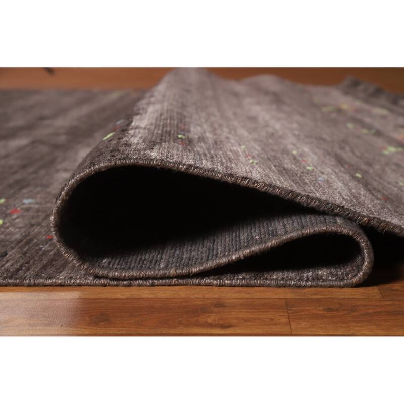 Hand Knotted Oriental 100% Wool Carpet Tribal Tribal Brown Gabbeh Area Rug - 9' 11'' X 7' 11''