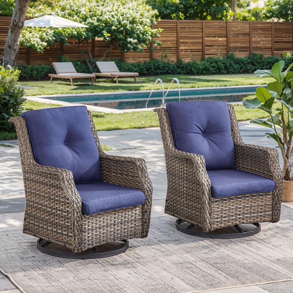 Gymojoy Patio Rattan Chair Set of 2 - Brown