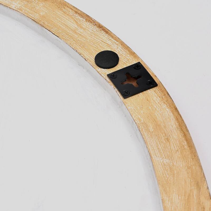 Textured Grooves And Etched Ring Patterns Handcarved Round Wheel Style Wood Wall Decor-36"