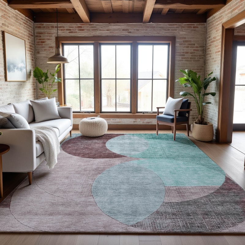 Premium Washable Super Soft Modern Geo Mayfield Rug - Teal - 3' x 5'