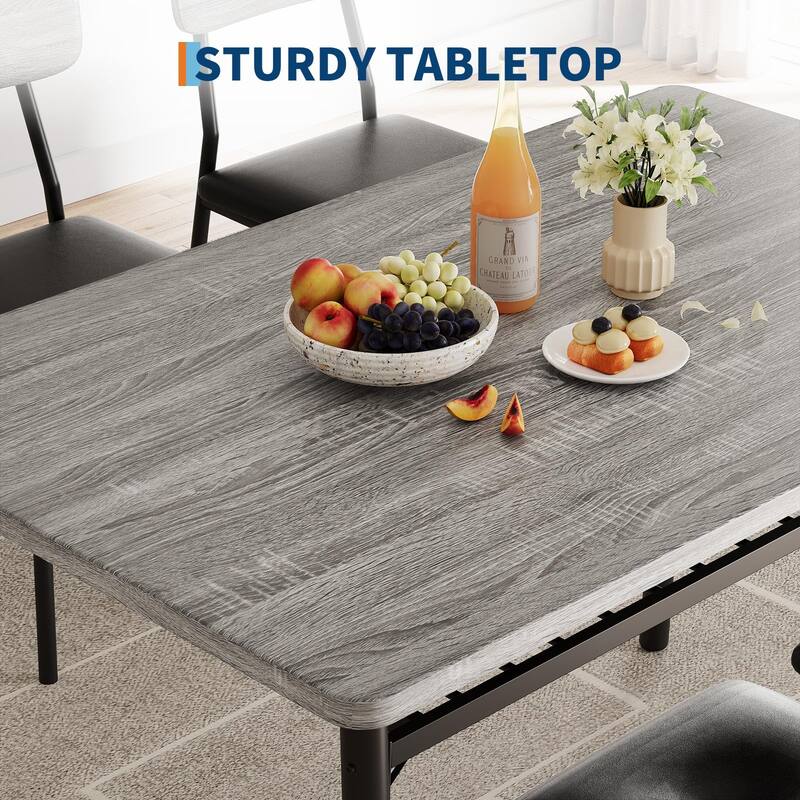 3-Piece Dining Table Set, Wood Table with Storage Rack & 2 Upholstered Chairs, Compact Design for Apartment
