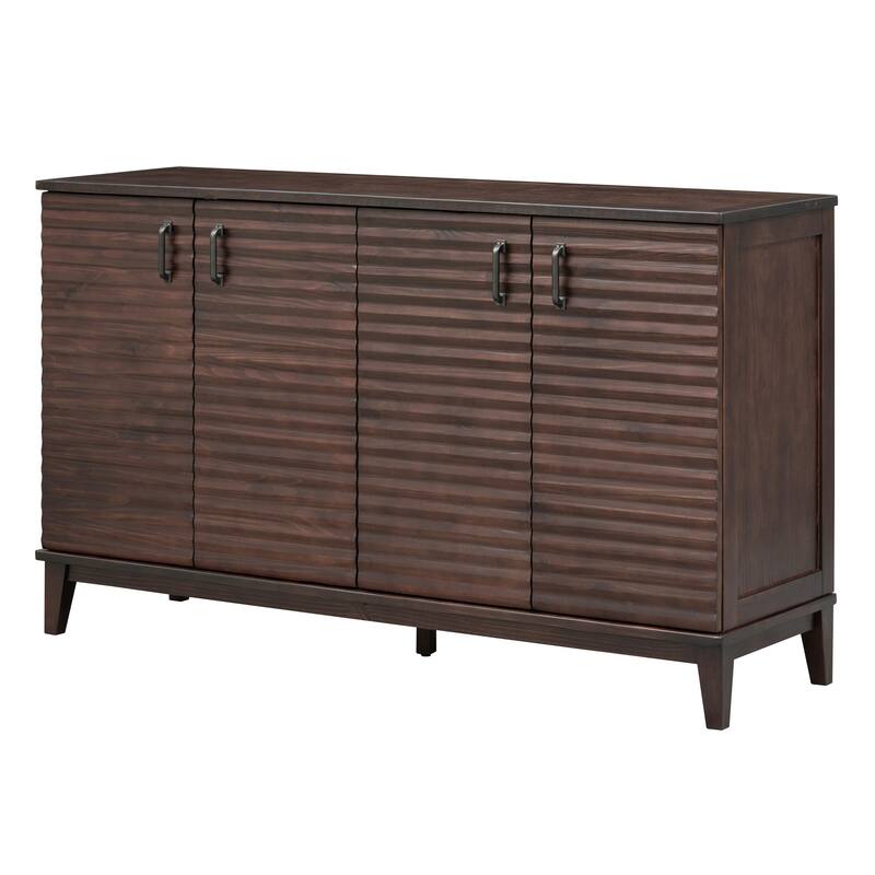 Sideboard with 4 Door Large Storage Buffet with Adjustable Shelves and Metal Handles