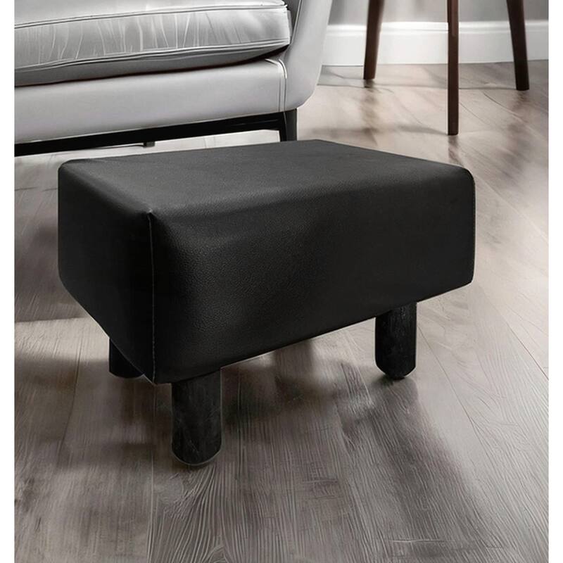 Contemporary Black Leatherette Footstool Set of 2 for Modern Interiors