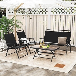 4 PCS Folding Patio Conversation Set Outdoor Furniture Set - Bed Bath ...