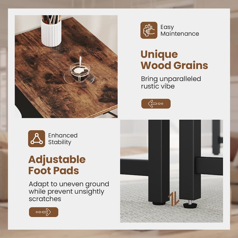 Gymax 2 PCS 63'' Computer Desk Modern Industrial Office Desk w/ Metal