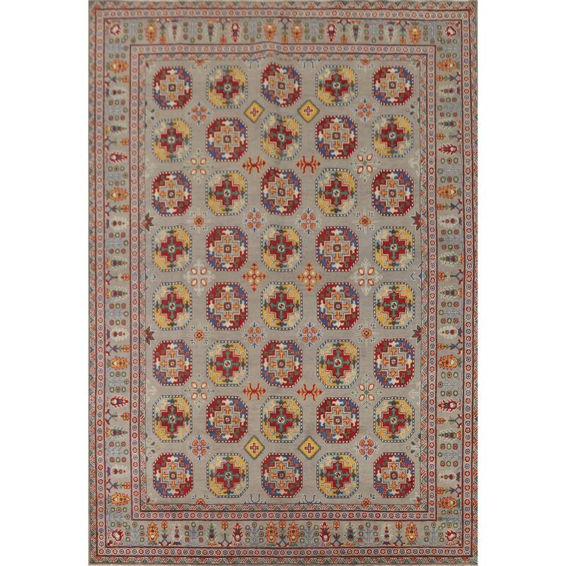 All-Over Gray Kazak Oriental Area Rug Wool Carpet - 8'4" x 11'4"
